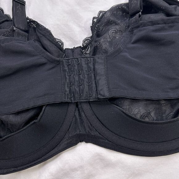 Elila Isabella Stretch Lace Bra Women's Size 46J Black Full Coverage Underwire - Picture 10 of 15